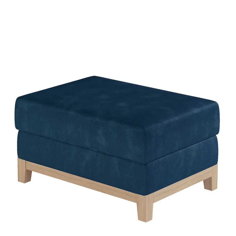Wohnen Couchhocker in Dunkelblau Velours - Tadeuz