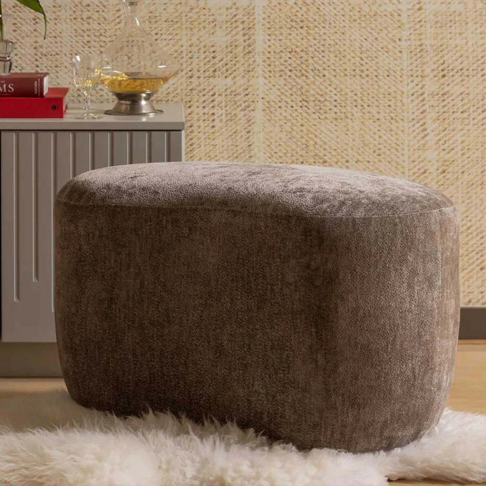 Wohnen Couchhocker in Taupe Chenille - Fridelia