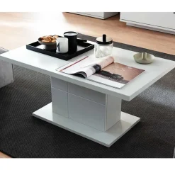 Wohnen Couchtisch auf Säulengestell in Lichtgrau - Apulco