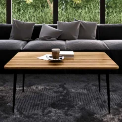 Wohnen Couchtisch aus Wildeiche mit Stahlbeinen - Casarius