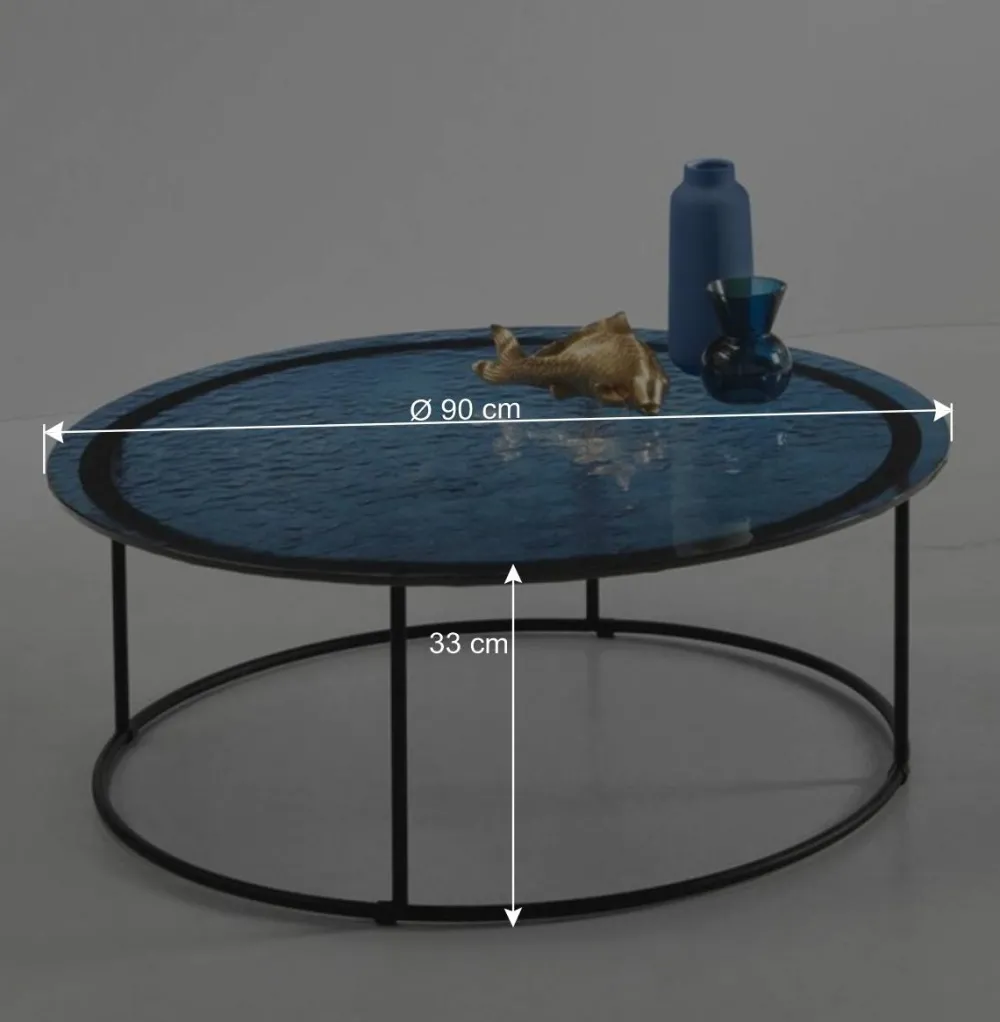 Wohnen Glasmöbel|Küchentische*Couchtisch in Blau Strukturglas - Neive