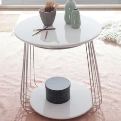 Wohnen Couchtisch in Mattweiß mit Chrom - Rosibla