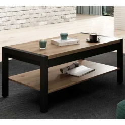 Wohnen Couchtisch mit Ablage in Wildeiche Holzoptik - Zavorra