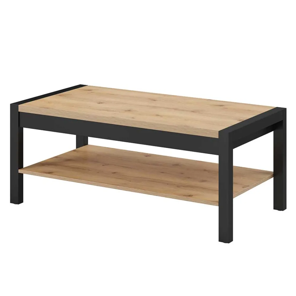 Wohnen Couchtisch mit Ablage in Wildeiche Holzoptik - Zavorra