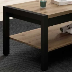 Wohnen Couchtisch mit Ablage in Wildeiche Holzoptik - Zavorra