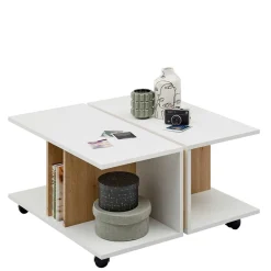 Wohnen Couchtisch mit Ablagen auf Rollen - Hurada