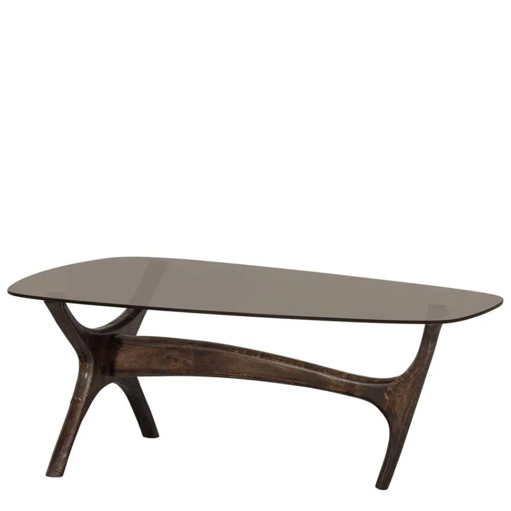 Wohnen Designermöbel*Couchtisch mit Platte aus getöntem Glas - Gabela