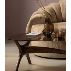 Wohnen Designermöbel*Couchtisch mit Platte aus getöntem Glas - Gabela