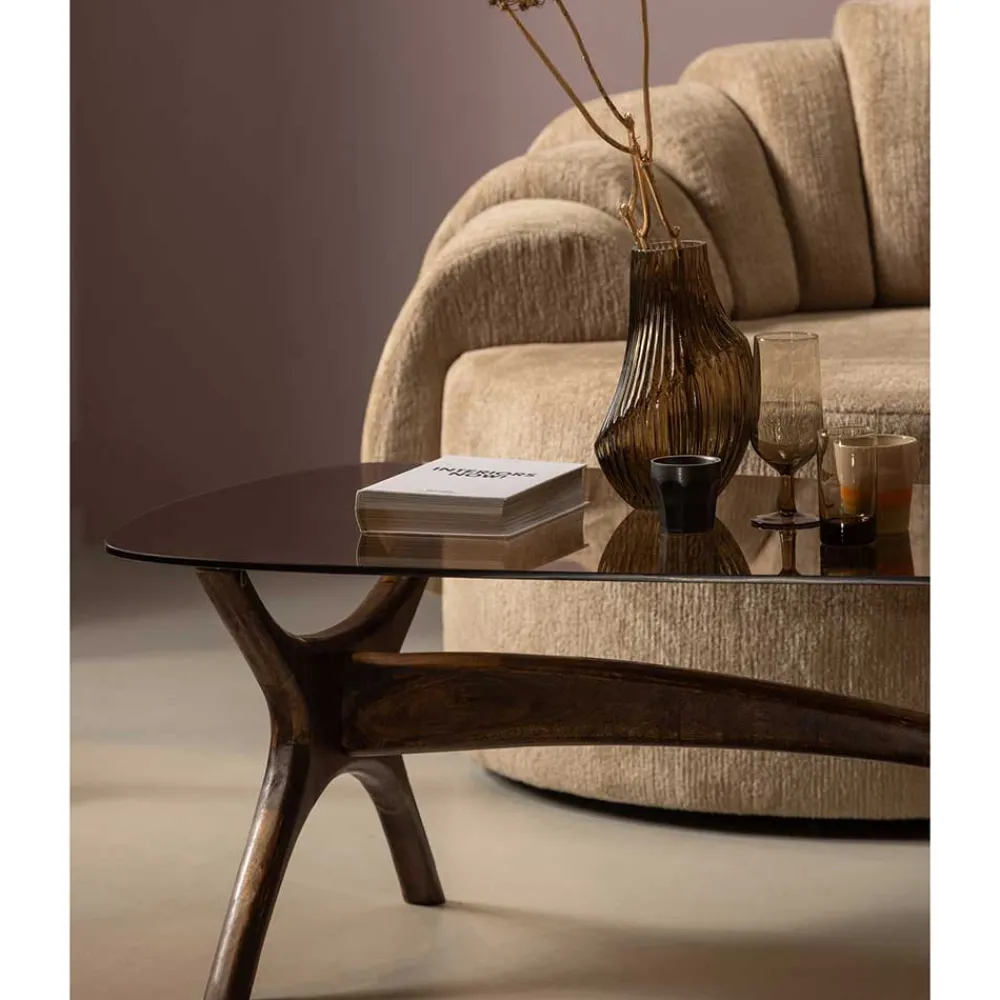 Wohnen Designermöbel*Couchtisch mit Platte aus getöntem Glas - Gabela