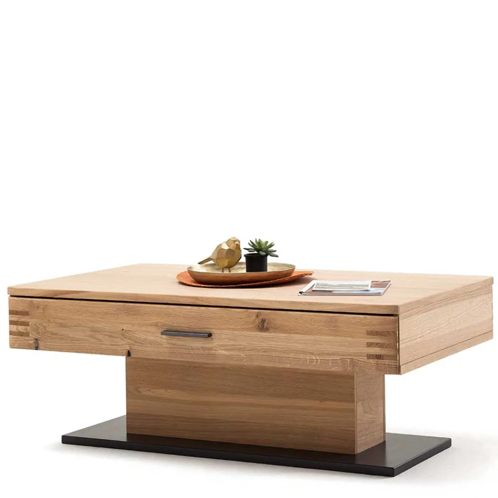 Wohnen Couchtisch mit Säulenfuß und Schublade - Crupean