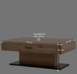 Wohnen Couchtisch mit Säulenfuß und Schublade - Crupean