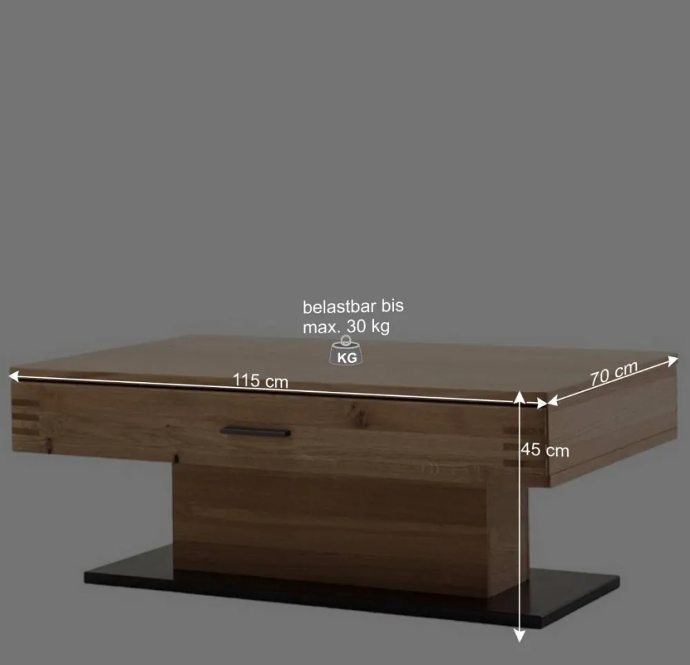 Wohnen Couchtisch mit Säulenfuß und Schublade - Crupean