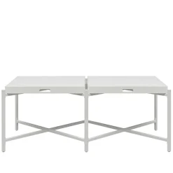Wohnen Couchtisch mit zwei Tabletts in Weiß - Vereny