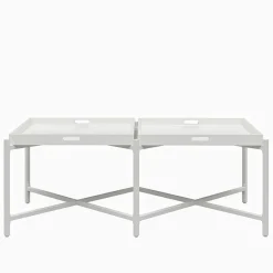 Wohnen Couchtisch mit zwei Tabletts in Weiß - Vereny