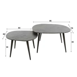 Wohnen Retro Möbel|Couchtisch*Couchtisch Paar im Retrostil - Simonas (zweiteilig)