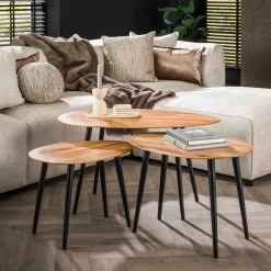 Wohnen Couchtisch Trio aus Akazie - Quierly (dreiteilig)