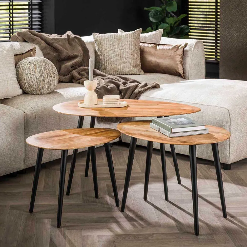 Wohnen Couchtisch Trio aus Akazie - Quierly (dreiteilig)