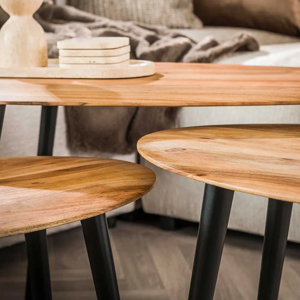 Wohnen Couchtisch Trio aus Akazie - Quierly (dreiteilig)