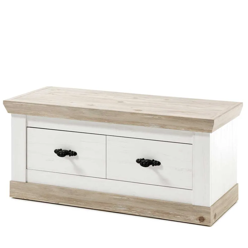 Wohnen Schuhschränke|Garderobenbänke*Country Flurbank mit 2 Schubladen - Nedita