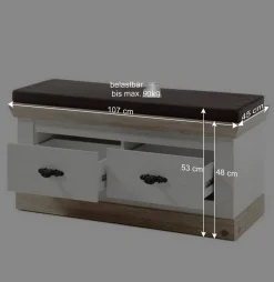Wohnen Schuhschränke|Garderobenbänke*Country Flurbank mit 2 Schubladen - Nedita