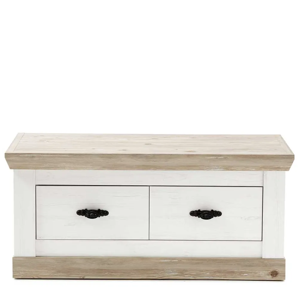 Wohnen Schuhschränke|Garderobenbänke*Country Flurbank mit 2 Schubladen - Nedita