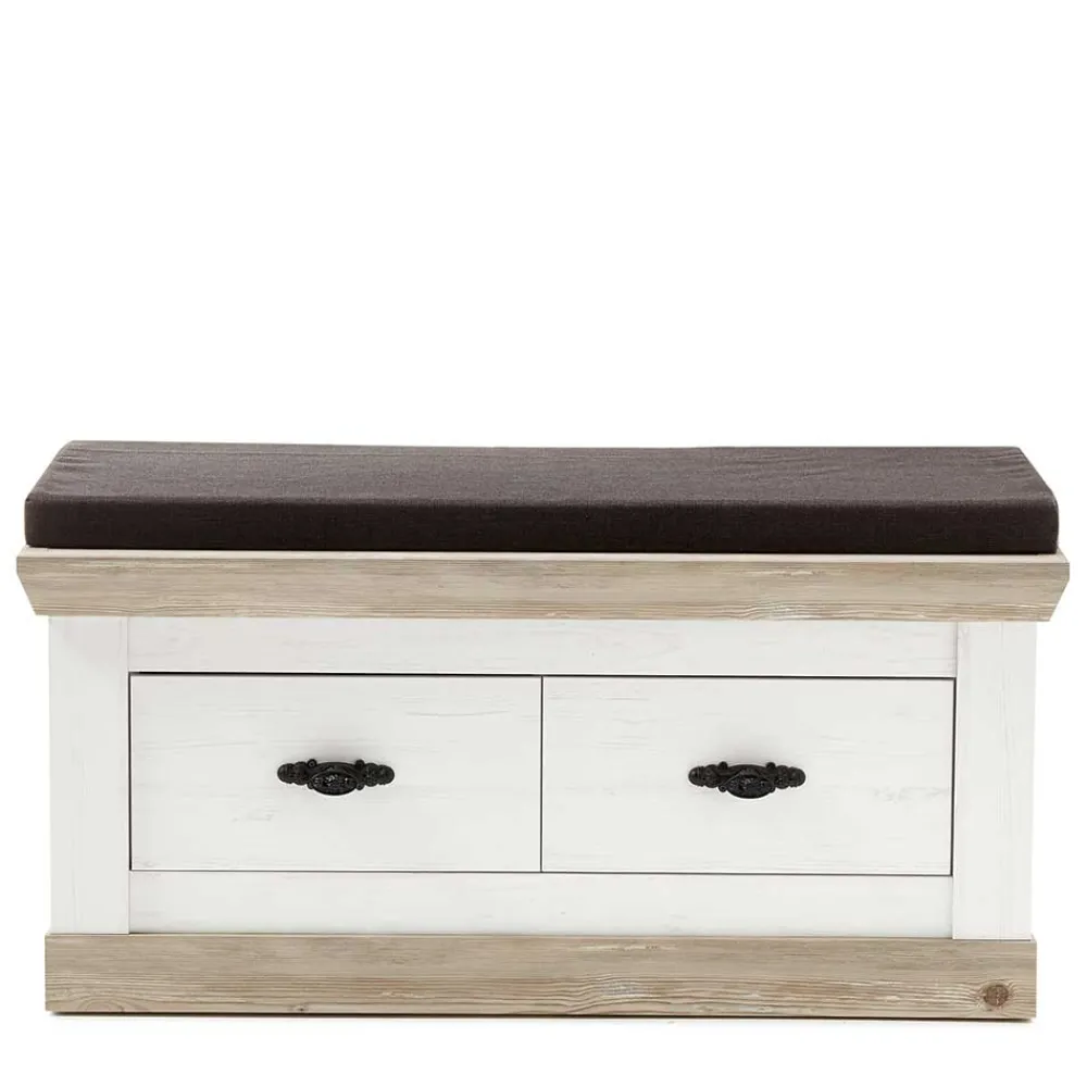 Wohnen Schuhschränke|Garderobenbänke*Country Flurbank mit 2 Schubladen - Nedita