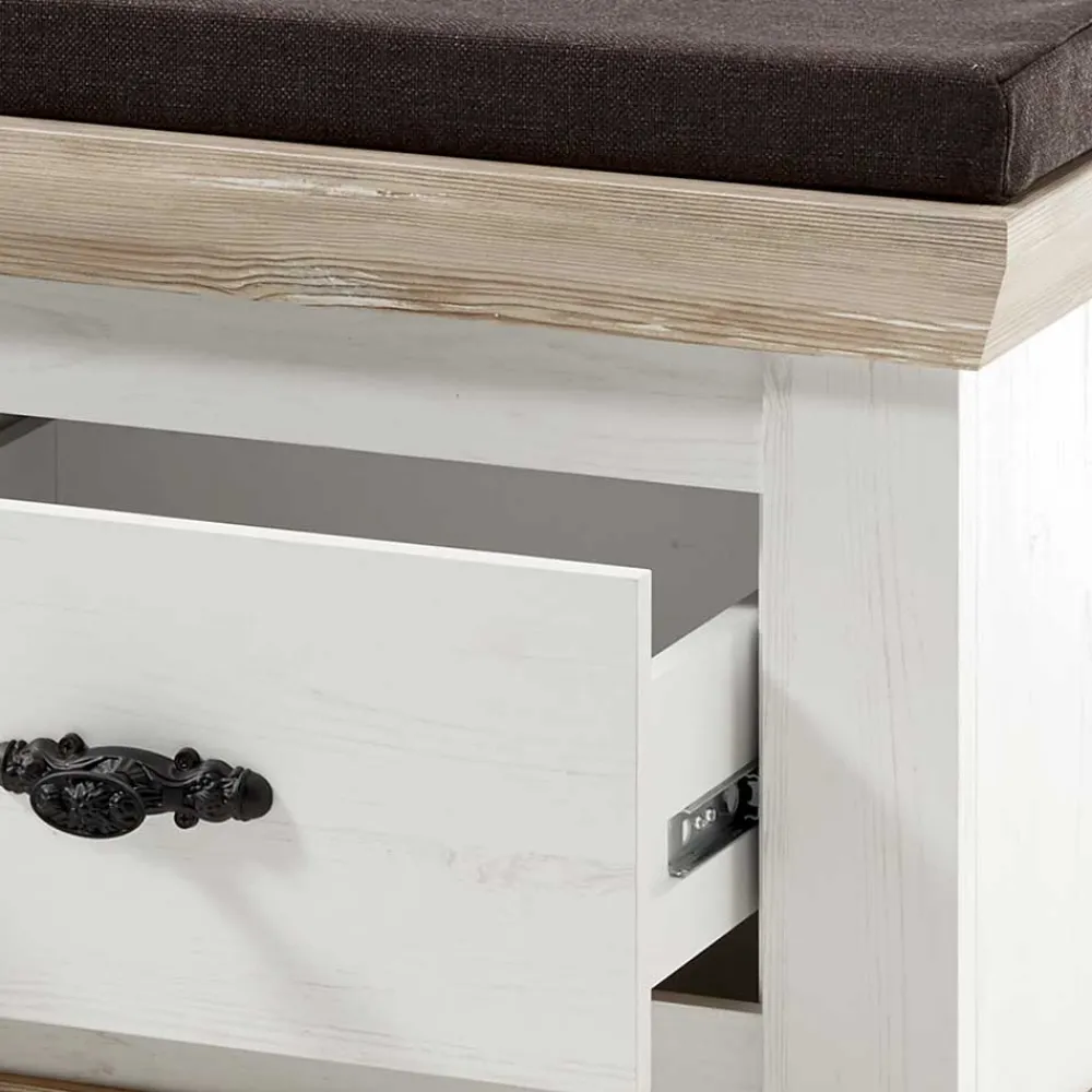 Wohnen Schuhschränke|Garderobenbänke*Country Flurbank mit 2 Schubladen - Nedita