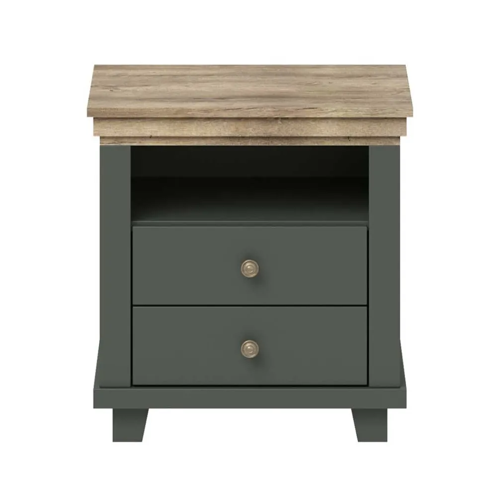 Wohnen Country Nachtkommode in Dunkelgrün - Daney