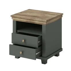 Wohnen Country Nachtkommode in Dunkelgrün - Daney