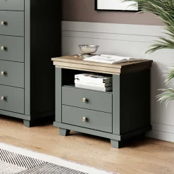 Wohnen Country Nachtkommode in Dunkelgrün - Daney