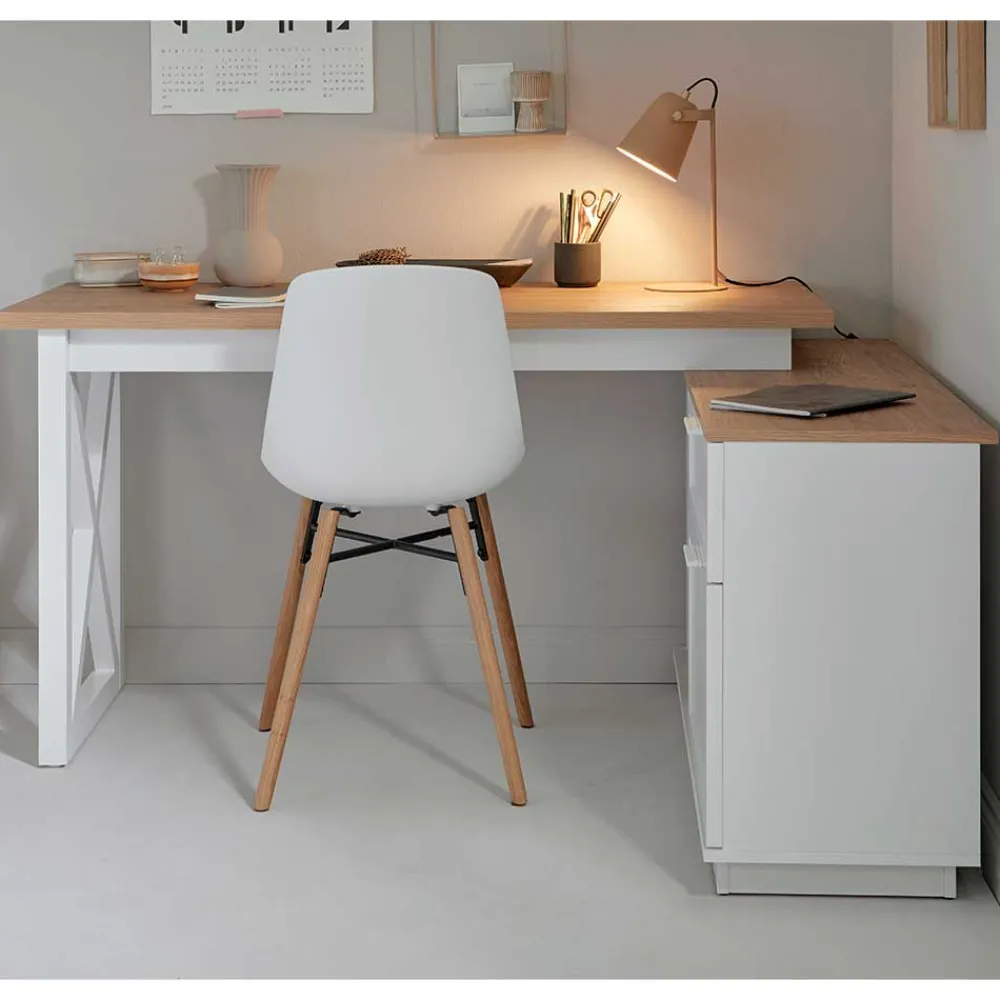 Wohnen Bürotische*Country Style Schreibtisch mit Seitenregal - Ristina