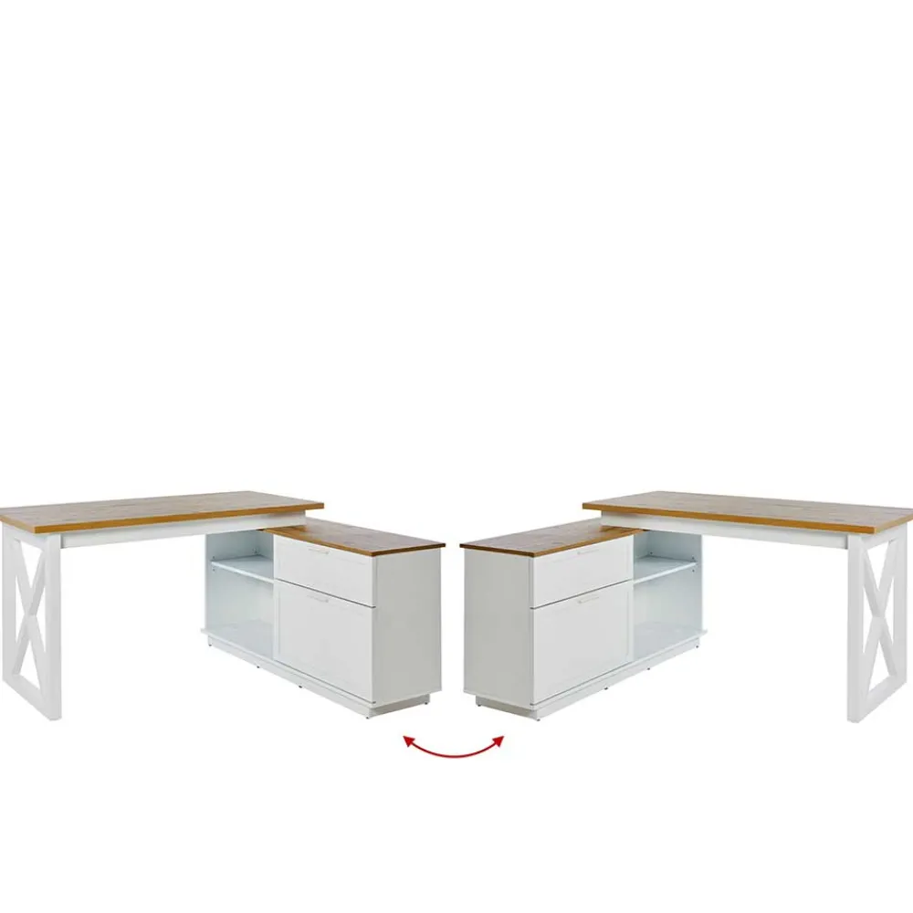 Wohnen Bürotische*Country Style Schreibtisch mit Seitenregal - Ristina