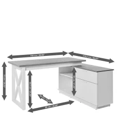 Wohnen Bürotische*Country Style Schreibtisch mit Seitenregal - Ristina