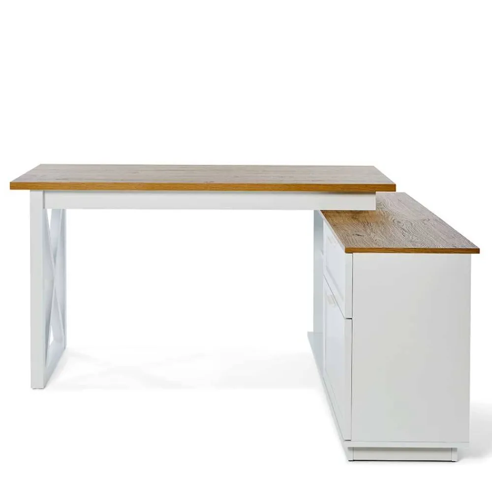 Wohnen Bürotische*Country Style Schreibtisch mit Seitenregal - Ristina