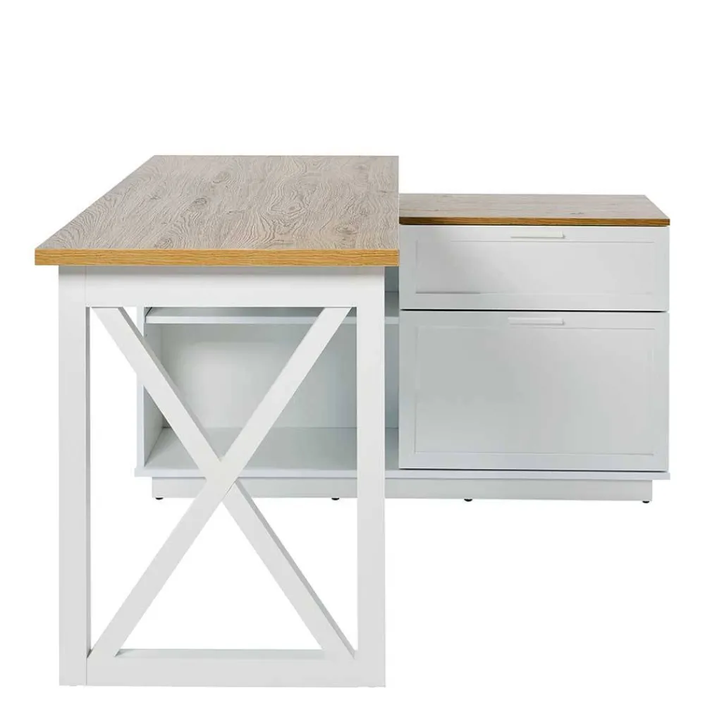 Wohnen Bürotische*Country Style Schreibtisch mit Seitenregal - Ristina