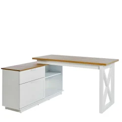 Wohnen Bürotische*Country Style Schreibtisch mit Seitenregal - Ristina