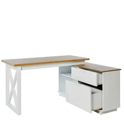 Wohnen Bürotische*Country Style Schreibtisch mit Seitenregal - Ristina