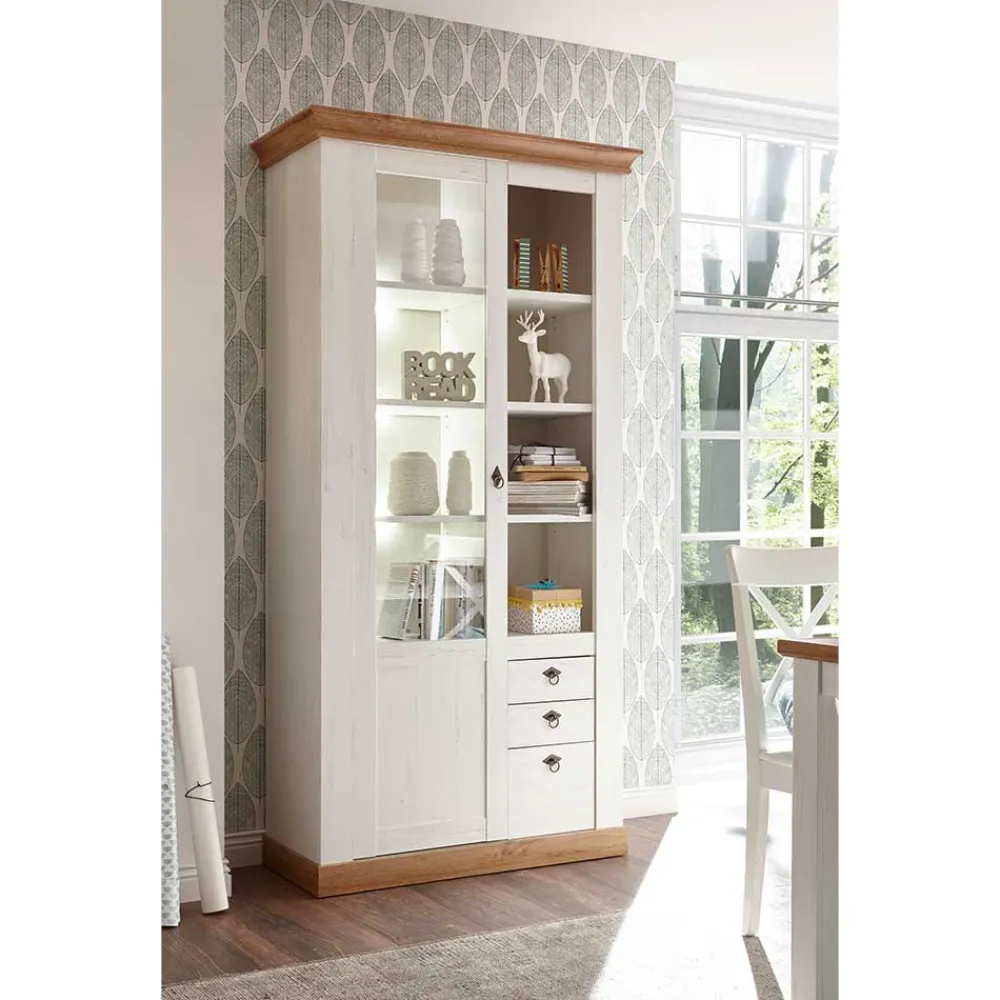 Wohnen Country Style Vitrinenschrank zweifarbig - Diatara