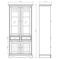 Wohnen Country Style Vitrinenschrank 90x190x45 cm - Vitablo