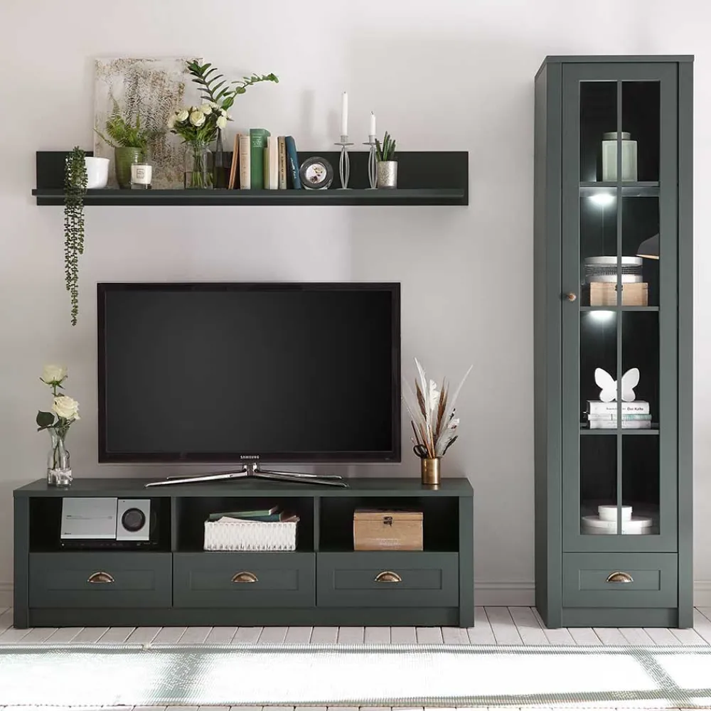 Wohnen Glasmöbel|Wohnzimmerschränke*Country TV Board & Möbel Set - Niestov (dreiteilig)