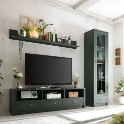 Wohnen Glasmöbel|Wohnzimmerschränke*Country TV Board & Möbel Set - Niestov (dreiteilig)
