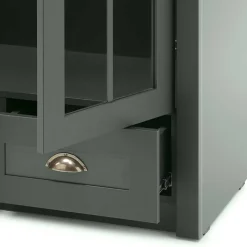 Wohnen Country Vitrinenschrank in Dunkelgrün - Niestov