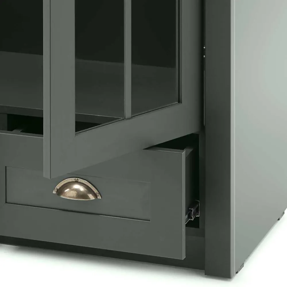 Wohnen Country Vitrinenschrank in Dunkelgrün - Niestov