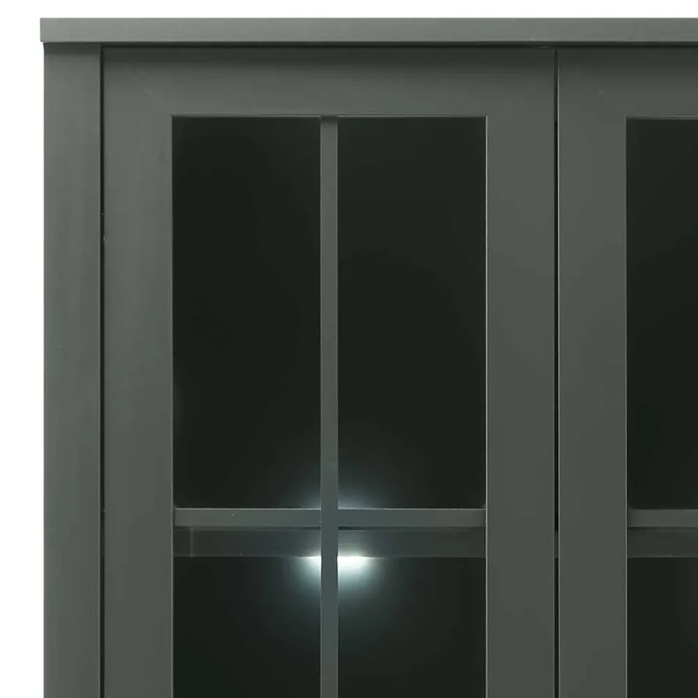 Wohnen Country Vitrinenschrank in Dunkelgrün - Niestov