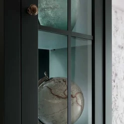 Wohnen Country Vitrinenschrank in Dunkelgrün - Niestov