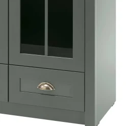 Wohnen Country Vitrinenschrank in Dunkelgrün - Niestov