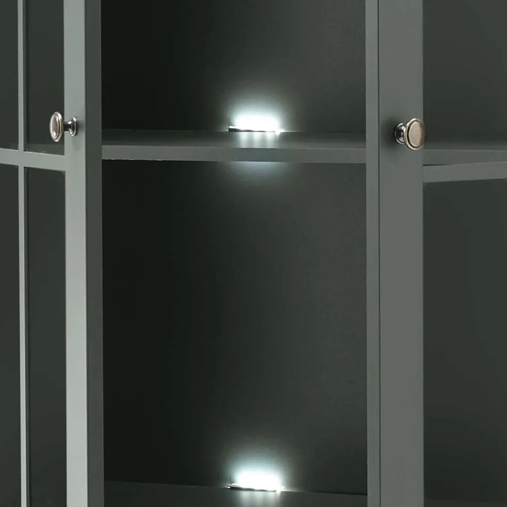 Wohnen Country Vitrinenschrank in Dunkelgrün - Niestov