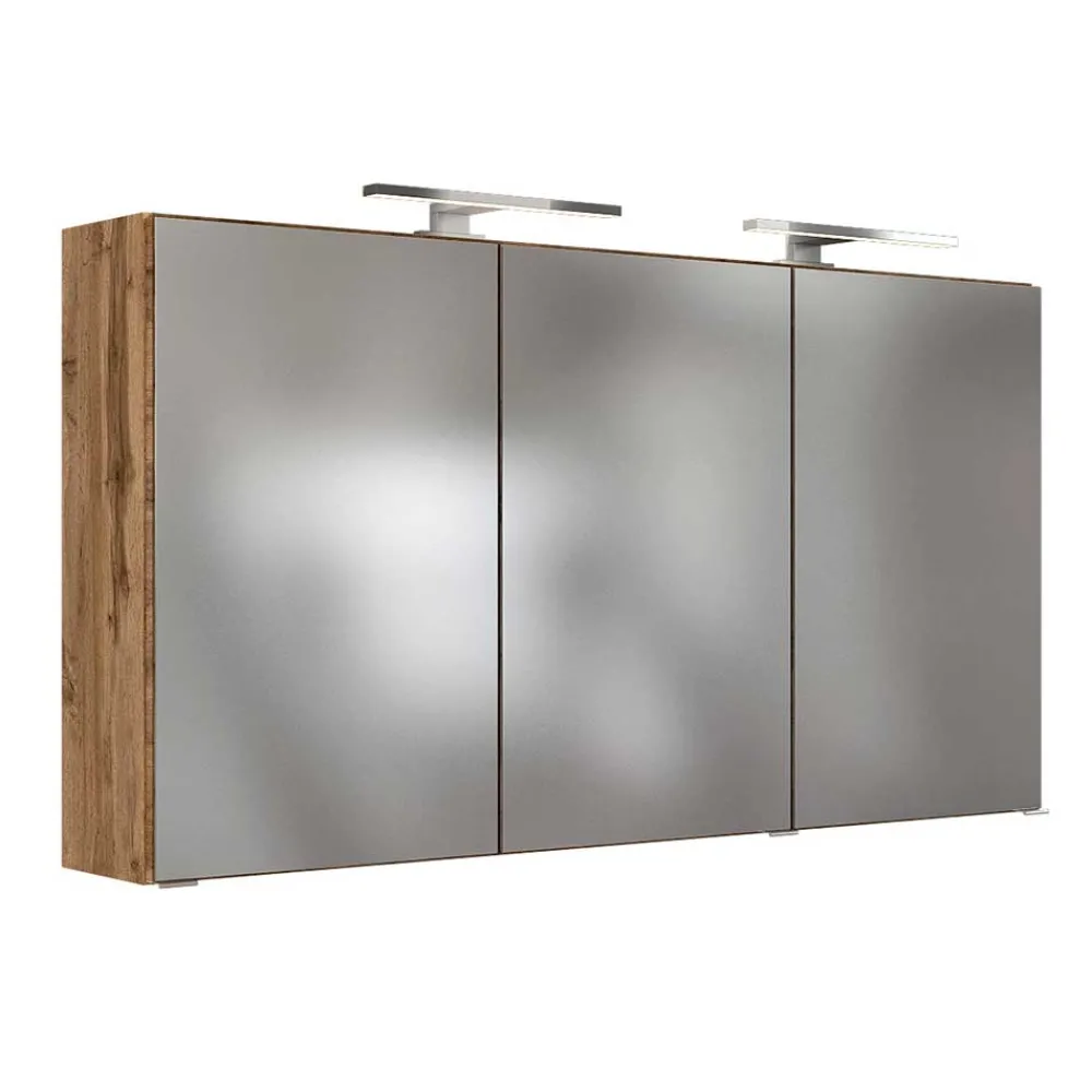 Wohnen 3D Spiegelschrank fürs Bad in Dekor Wildeiche - Athrin