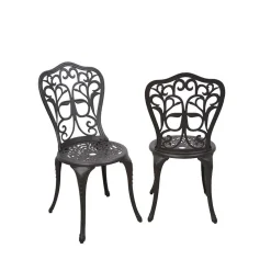 Wohnen Vintage Möbel|Metall-Gartenmöbel*Dekorative Metallstühle für Garten Ykan in Dunkelbraun (2er Set)