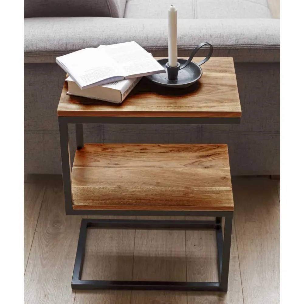 Wohnen Schwarze Möbel|Naturholzmöbel*Design Ablagetisch Bebevos mit 60 cm Höhe